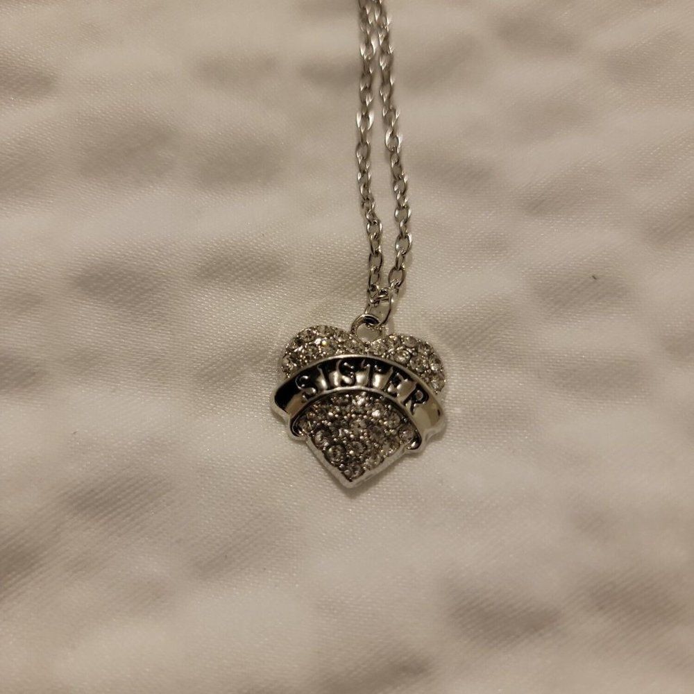 Womens Silver Steel Chain Adjustable Heart Shape Charm Pendant Necklace
